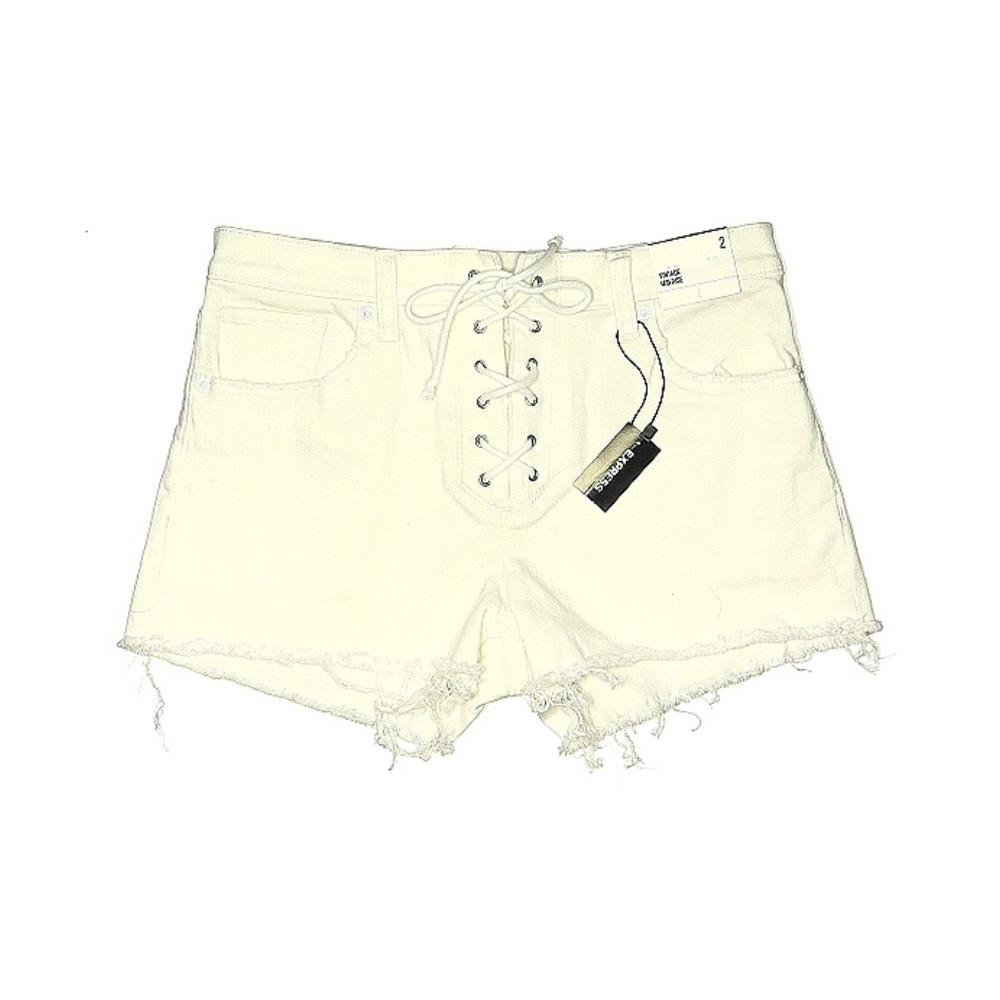 NWT - Express Vintage Mid Rise Jean Shorts in White Size 2